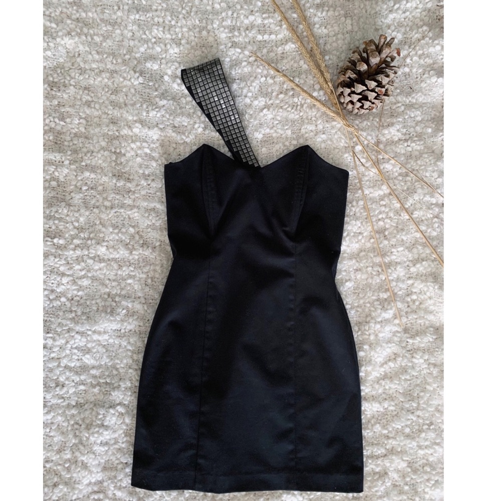 Mason Black Studded Asymmetrical Dress / Intermix